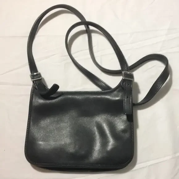 Vintage coach black leather mini hippie flap 9142 crossbody purse bag adjustable - Picture 11 of 11